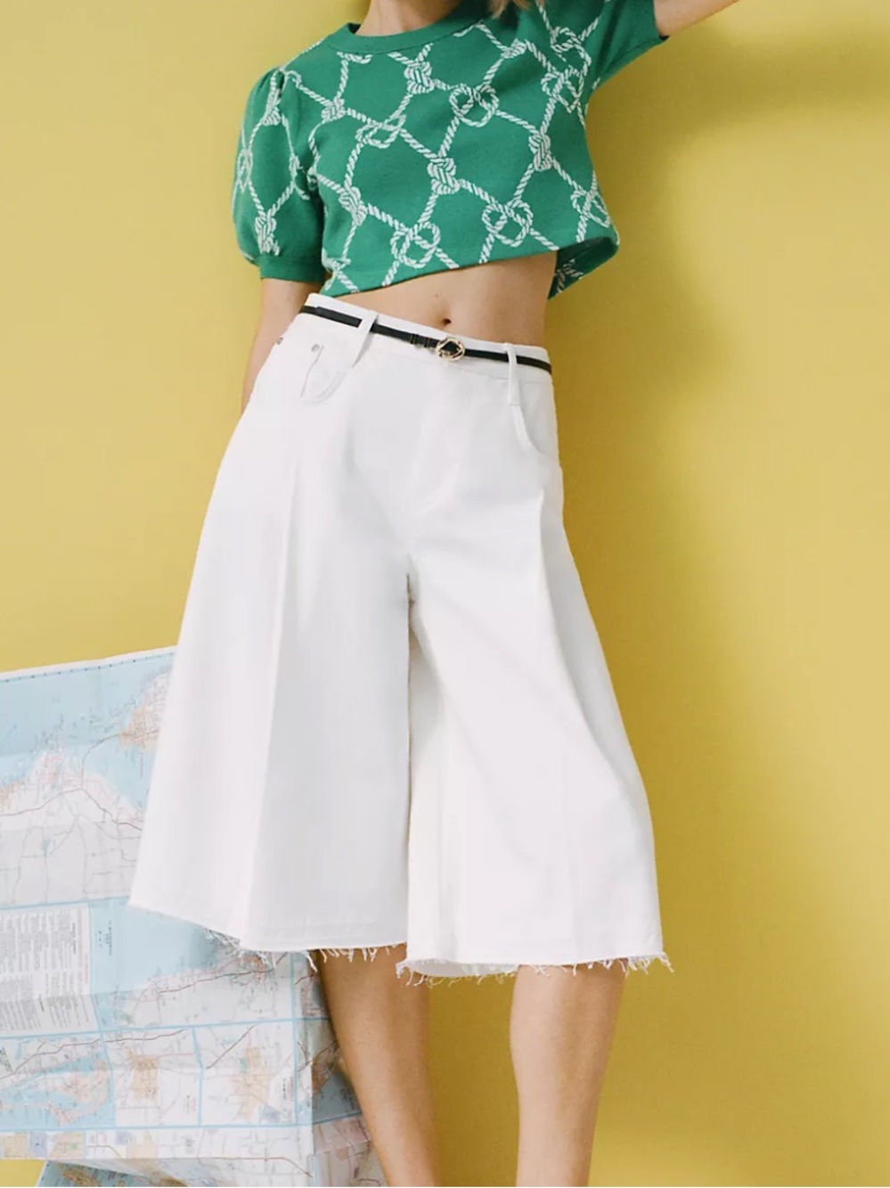 Pilcro Pleated Culotte High-Rise Culotte Jeans